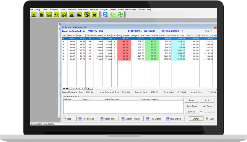 screenshot of Macadamia Management Software